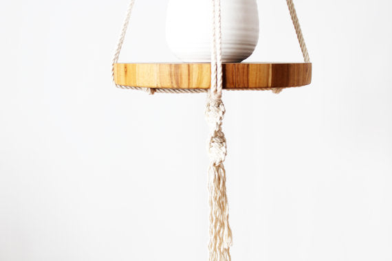 Handwoven Macrame Plant Hanger with Wood Ring