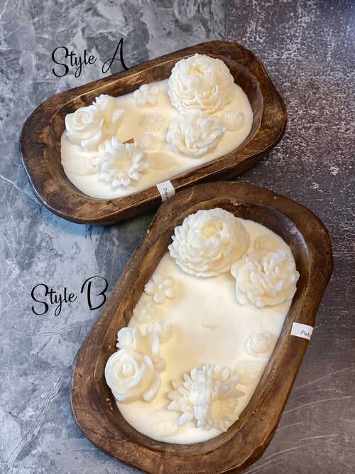 Handcrafted Botanical Garden Dough Bowl Candle Soy Wax Floral