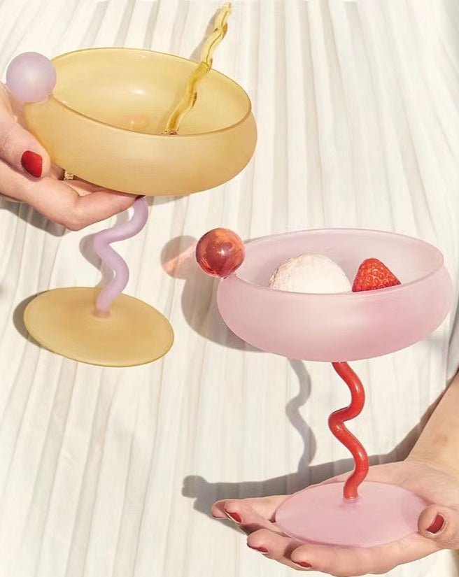 Jelly Bean Coupe Cocktail Glass Whimsical Eclectic Glassware