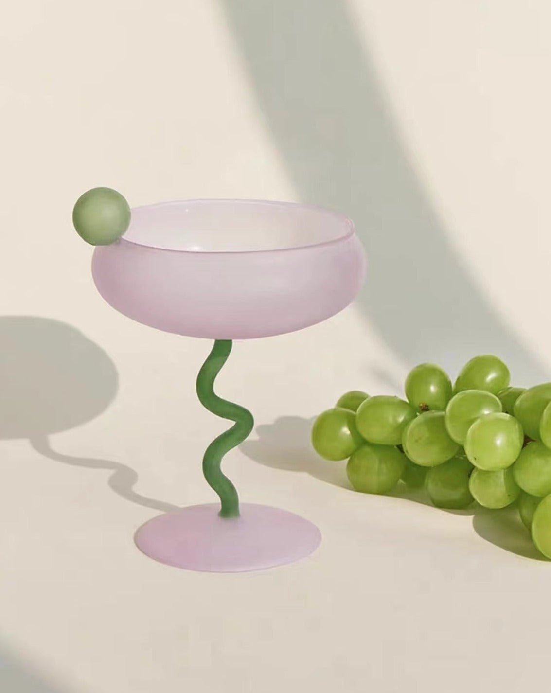 Jelly Bean Coupe Cocktail Glass Whimsical Eclectic Glassware
