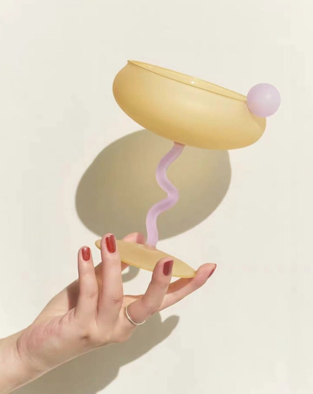 Jelly Bean Coupe Cocktail Glass Whimsical Eclectic Glassware