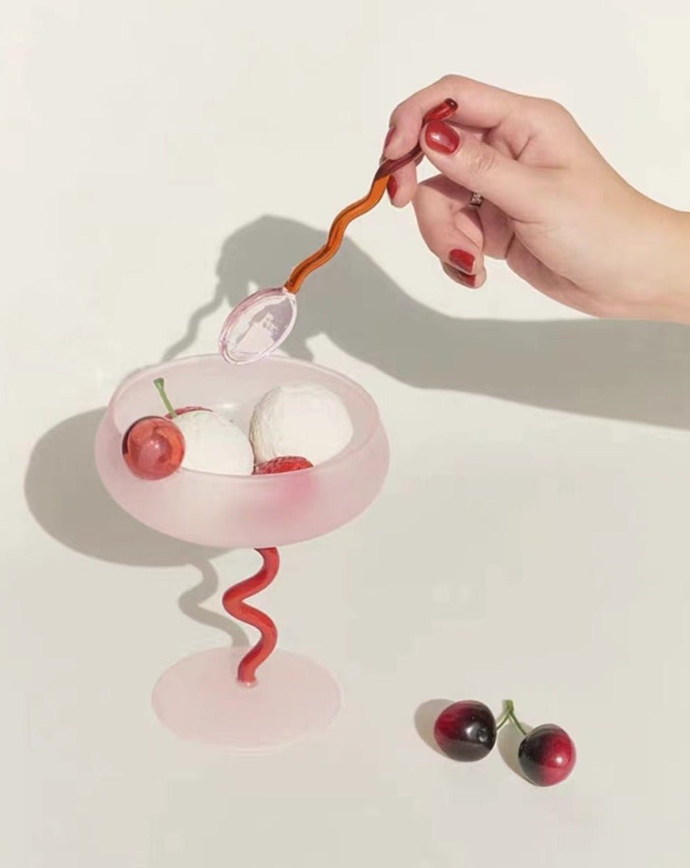 Jelly Bean Coupe Cocktail Glass Whimsical Eclectic Glassware
