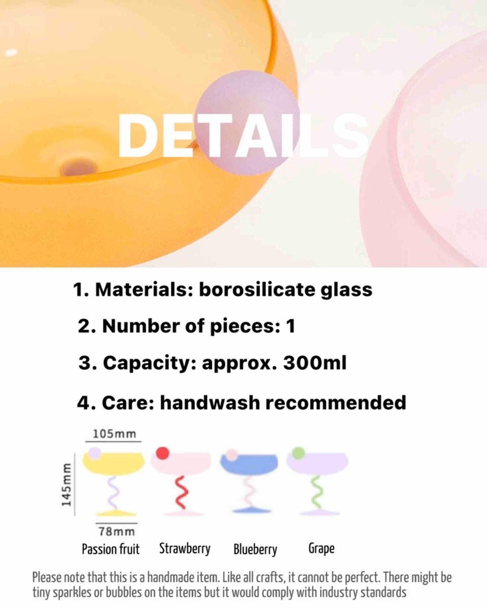 Jelly Bean Coupe Cocktail Glass Whimsical Eclectic Glassware