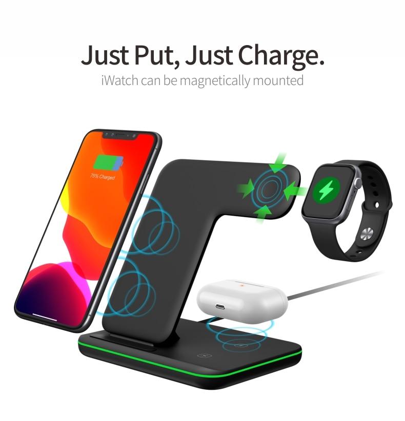 3 in 1 Fast Wireless Charging Station for Mobile Phones