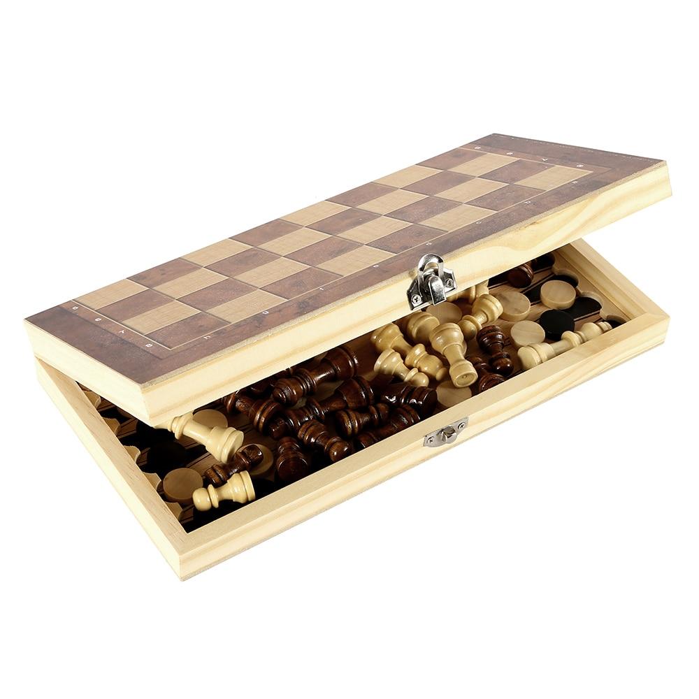 Foldable Wooden Chess Set Magnetic Travel Chess Board with Storage