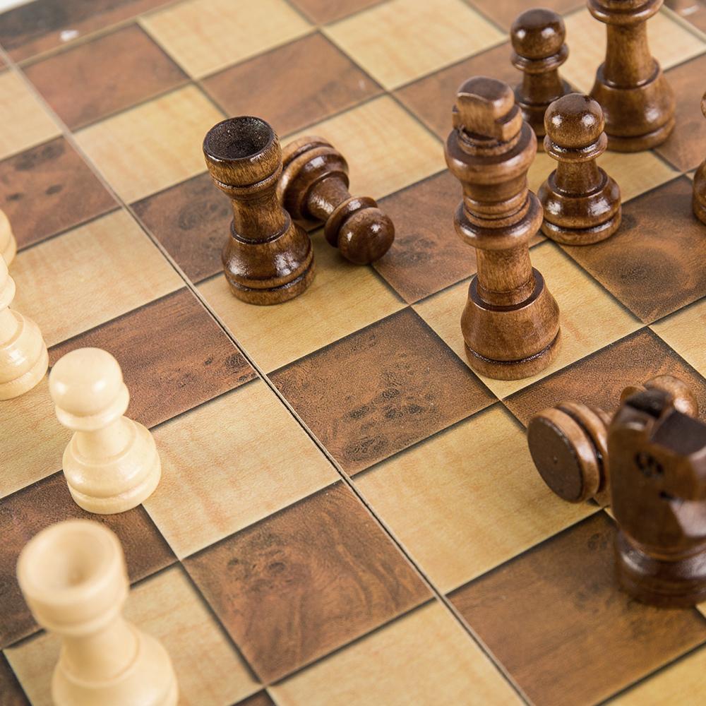 Foldable Wooden Chess Set Magnetic Travel Chess Board with Storage