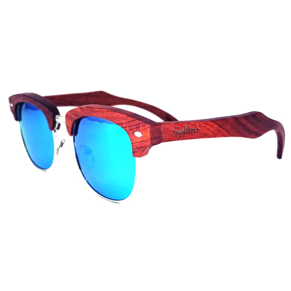Handcrafted Brazilian Pear Wood Sunglasses Ice Blue Polarized Lenses