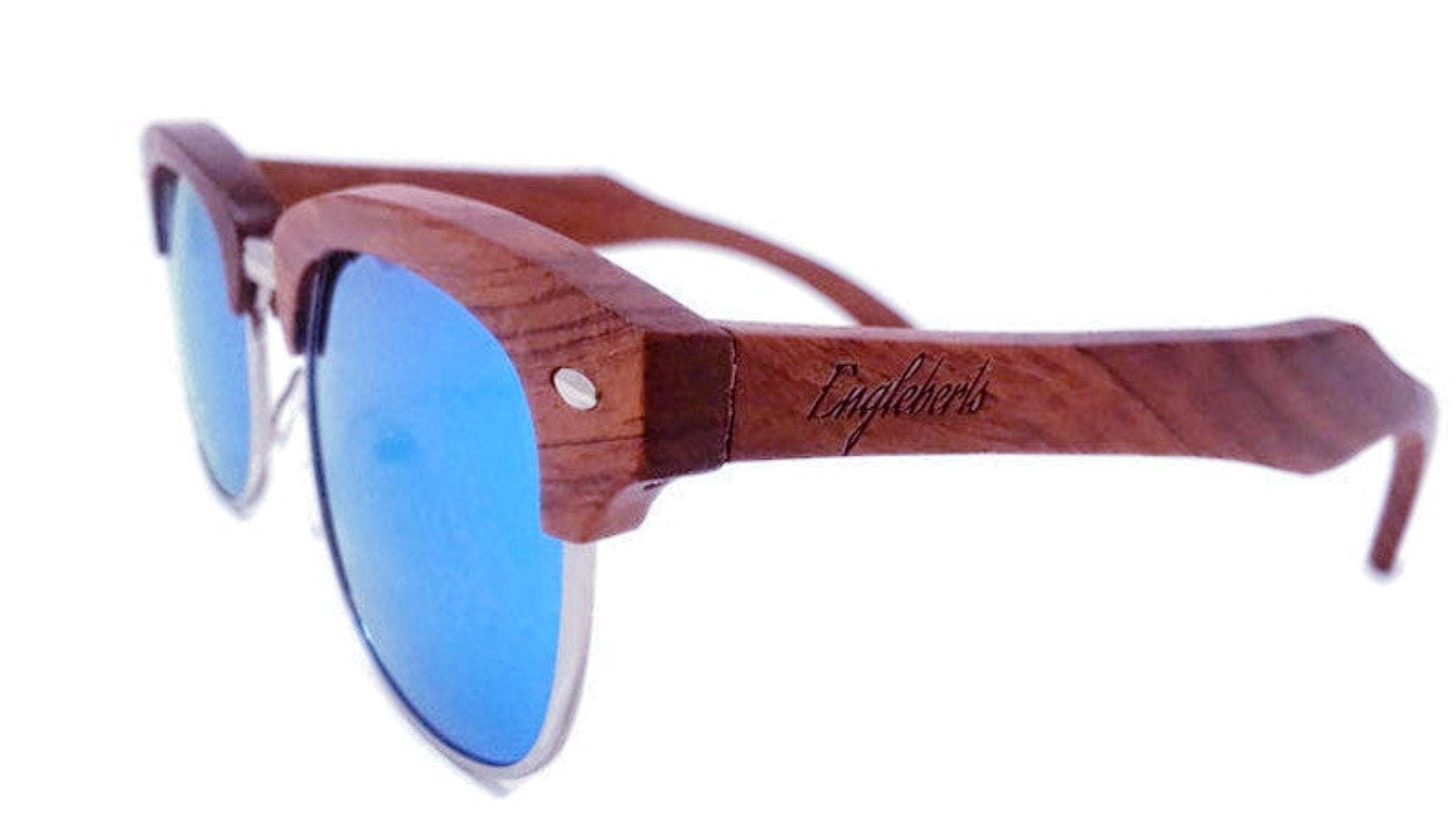 Handcrafted Brazilian Pear Wood Sunglasses Ice Blue Polarized Lenses