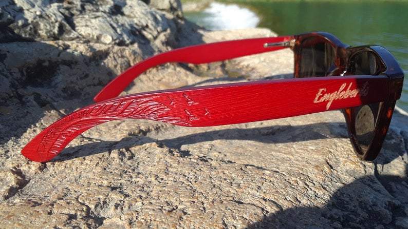 Tortoise Bamboo Wooden Sunglasses with Engraved Wood Cases