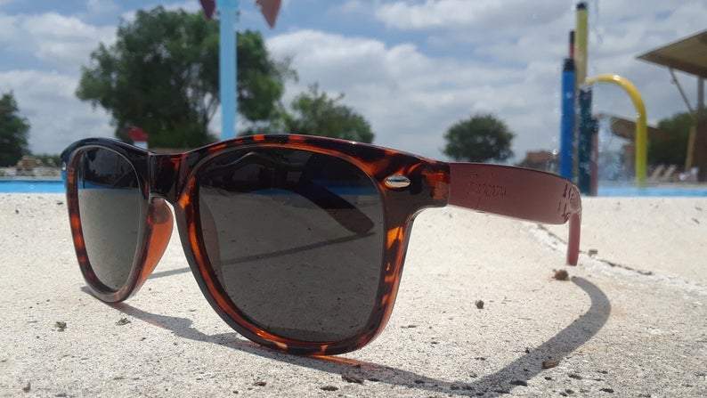Tortoise Bamboo Wooden Sunglasses with Engraved Wood Cases